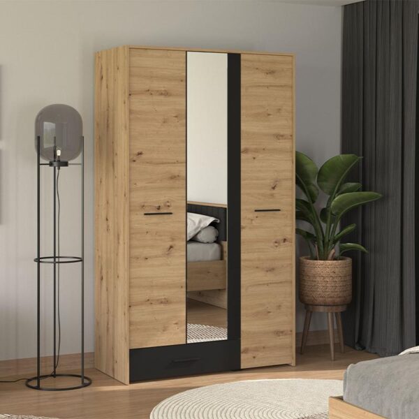 ΝΤΟΥΛΑΠΑ VARADERO 3K1F1O ARTISAN OAK-ΜΑΥΡΟ 119x53x203,5εκ