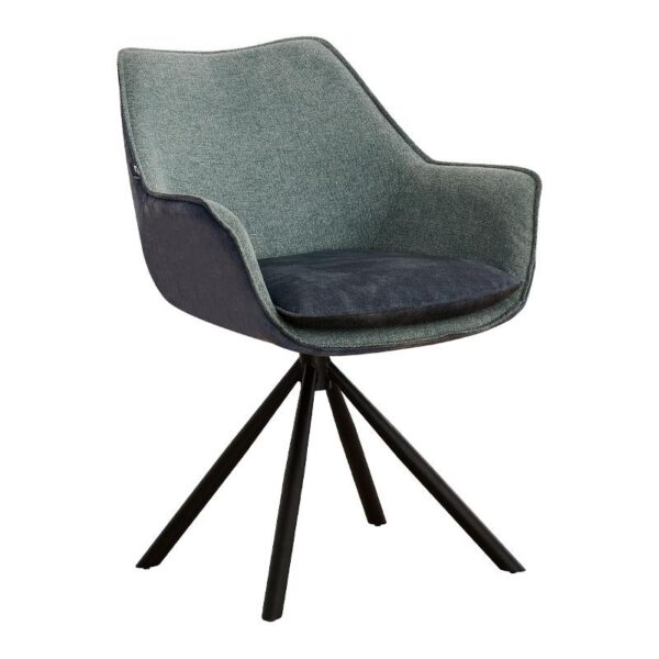 ΠΕΡΙΣΤΡΕΦΟΜΕΝΗ ΚΑΡΕΚΛΑ Fylliana FL5064 ΜΕ ΜΕΤΑΛΛΙΚΑ ΠΟΔΙΑ ΚΑΙ ΠΡΑΣΙΝΟ ΧΡΩΜΑ ΥΦΑΣΜΑΤΟΣ 62x61,5x84εκ