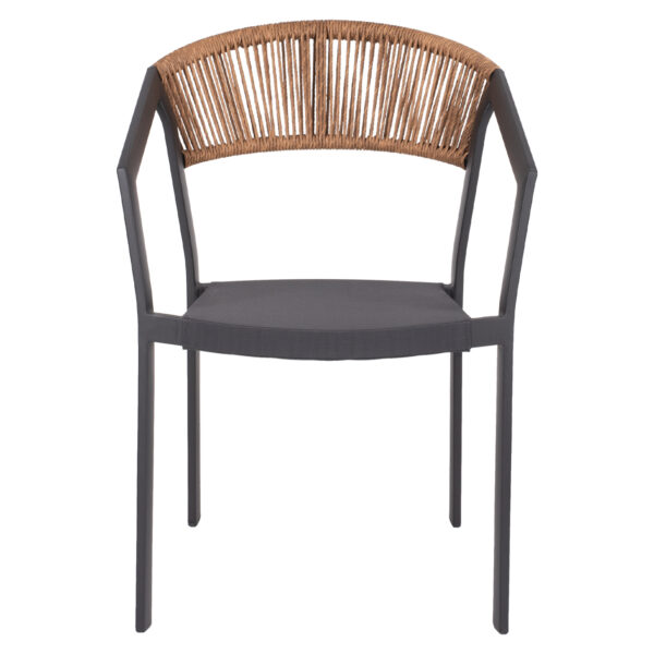 ΠΟΛΥΘΡΟΝΑ ΑΛΟΥΜΙΝΙΟΥ HM5891.01 ΑΝΘΡΑΚΙ ΣΚΕΛΕΤΟΣ&TEXTLINE-ΜΠΕΖ RATTAN 56,5x58x79Υ εκ.