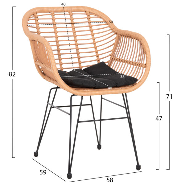 polythrona-me-maxilari-metalliki-fb95450-1-2.jpg ΠΟΛΥΘΡΟΝΑ ΜΕ ΜΑΞΙΛΑΡΙ ΜΕΤΑΛΛΙΚΗ ALLEGRA HM5450.31 ΜΕ WICKER ΜΠΕΖ 58x59x82Υ