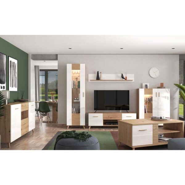 ΡΑΦΙ ΤΟΙΧΟΥ BRETAGNA ZP ARTISAN OAK-ΛΕΥΚΟ HIGH GLOSS FOIL 150x19,5x25εκ a.p.r