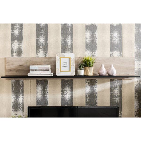 ΡΑΦΙ ΤΟΙΧΟΥ UMBRIA ZP GREY OAK-ΜΑΥΡΟ 137x19x24εκ m.b.r