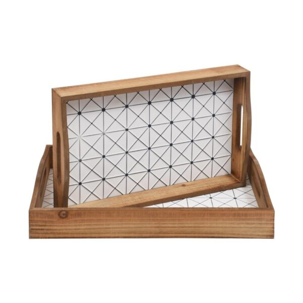 ΣΕΤ 2 ΞΥΛΙΝΟΙ ΔΙΣΚΟΙ Fylliana ΚΑΦΕ-ΛΕΥΚΟ ΧΡΩΜΑ 42x28x7εκ sls