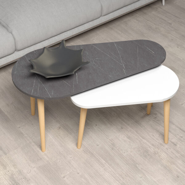 ΣΕΤ 2ΤΜΧ ΤΡΑΠΕΖΙΑ ΣΑΛΟΝΙΟΥ APRILIA HM18179.01 ΜΕΛΑΜΙΝΗ ΑΝΘΡΑΚΙ-ΛΕΥΚΟ 95x47x47Υεκ