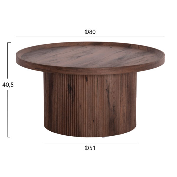 ΣΕΤ 2ΤΜΧ ΤΡΑΠΕΖΙΑ ΣΑΛΟΝΙΟΥ MARGON HM21084 MDF ΣΚΟΥΡΟ ΚΑΦΕ Φ80εκ & Φ45εκ