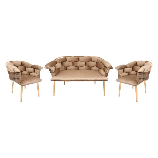 ΣΕΤ ΣΑΛΟΝΙ 3 ΤΕΜΑΧΙΩΝ Fylliana Baloon ΜΕ ΜΕΤΑΛΛΙΚΟ ΣΚΕΛΕΤΟ ΚΑΙ ΜΠΕΖ ΧΡΩΜΑ ΥΦΑΣΜΑΤΟΣ