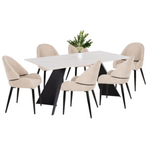 set-trapezarias-7tmch-fb921046-trapezi-m.jpg ΣΕΤ ΤΡΑΠΕΖΑΡΙΑΣ 7ΤΜΧ POSE HM21046 ΤΡΑΠΕΖΙ ΜΕ ΚΕΡΑΜΙΚΟ TOP-6 ΚΑΡΕΚΛΕΣ ΕΚΡΟΥ