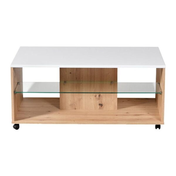 ΤΡΑΠΕΖΑΚΙ ΣΑΛΟΝΙΟΥ BERT ARTISAN OAK-ΛΕΥΚΗ ΛΑΚΑ 101x60x45εκ