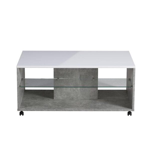 ΤΡΑΠΕΖΑΚΙ ΣΑΛΟΝΙΟΥ BERT ΓΚΡΙ CONCRETE-ΛΕΥΚΗ ΛΑΚΑ 101x60x45εκ