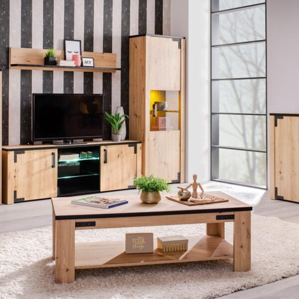 ΤΡΑΠΕΖΑΚΙ ΣΑΛΟΝΙΟΥ LAZIO KS ARTISAΝ OAK / ΜΑΥΡΟ 120x60x41εκ