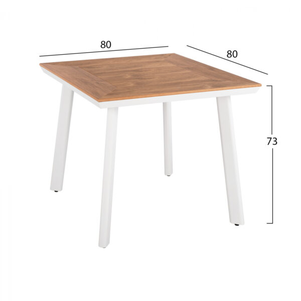 trapezi-aloyminioy-leyko-me-epifaneia-po-33.jpg ΤΡΑΠΕΖΙ ΑΛΟΥΜΙΝΙΟΥ TABER ΛΕΥΚΟ ΜΕ ΕΠΙΦΑΝΕΙΑ POLYWOOD HM5563.01 80x80x73Υ ΕΚ.