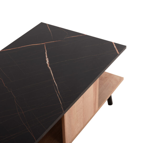 ΤΡΑΠΕΖΙ ΣΑΛΟΝΙΟΥ ΜΕ ΡΑΦΙ GUNNEZ HM9036.22 ΟΨΗ ΜΑΥΡΟ ΜΑΡΜΑΡΟ & ΟAK 90x54x38,5Υεκ.