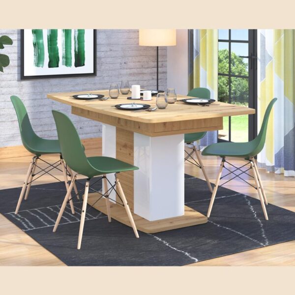 ΤΡΑΠΕΖΙ ΤΡΑΠΕΖΑΡΙΑΣ ΑΝΟΙΓΟΜΕΝΟ BRETAGNA ARTISAN OAK-ΛΕΥΚΟ HIGH GLOSS FOIL 160x90x76εκ a.p.r