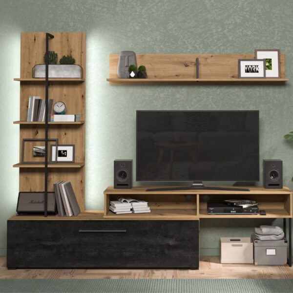 ΚΕΝΤΡΟ ΨΥΧΑΓΩΓΙΑΣ-ΣΥΝΘΕΣΗ EVORA ARTISAN OAK-CARBON 205x41x173εκ