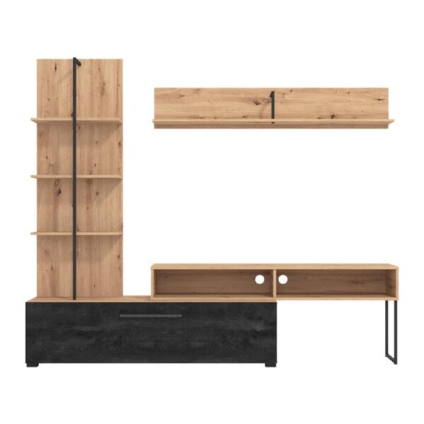 ΚΕΝΤΡΟ ΨΥΧΑΓΩΓΙΑΣ-ΣΥΝΘΕΣΗ EVORA ARTISAN OAK-CARBON 205x41x173εκ