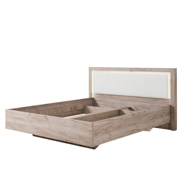 ΚΡΕΒΑΤΙ Astor 160 Grey Oak - Λευκή Δερματίνη 178.5*208.5*100.5