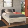 ΚΡΕΒΑΤΙ BARLETTA 120 GREY OAK ΜΕ ΓΚΡΙ ΥΦΑΣΜΑ ΚΑΙ CHROME ΠΟΔΙΑ 131x213,5x85,5εκ (120x200)