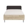 ΚΡΕΒΑΤΙ BARLETTA 120 GREY OAK ΜΕ ΓΚΡΙ ΥΦΑΣΜΑ ΚΑΙ CHROME ΠΟΔΙΑ 131x213,5x85,5εκ (120x200)