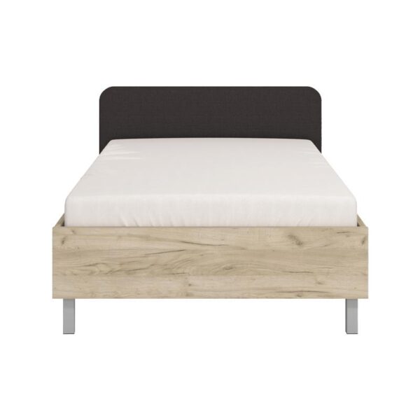 ΚΡΕΒΑΤΙ BARLETTA 120 GREY OAK ΜΕ ΓΚΡΙ ΥΦΑΣΜΑ ΚΑΙ CHROME ΠΟΔΙΑ 131x213,5x85,5εκ (120x200)