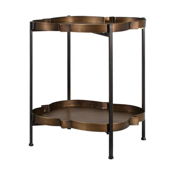 ΜΕΤΑΛΛΙΚΟ ΤΡΑΠΕΖΑΚΙ ΣΑΛΟΝΙΟΥ 2 ΕΠΙΠΕΔΩΝ Fylliana FL0181 ΧΡΥΣΟ - ΜΑΥΡΟ 58x50x62εκ