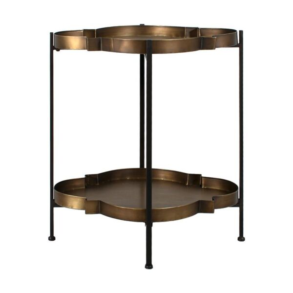 ΜΕΤΑΛΛΙΚΟ ΤΡΑΠΕΖΑΚΙ ΣΑΛΟΝΙΟΥ 2 ΕΠΙΠΕΔΩΝ Fylliana FL0181 ΧΡΥΣΟ - ΜΑΥΡΟ 58x50x62εκ