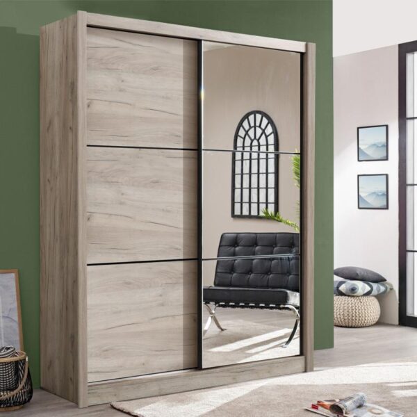 ΝΤΟΥΛΑΠΑ NAVARA 165 ΜΕ ΚΑΘΡΕΦΤΗ GREY OAK 166x60x215,5εκ