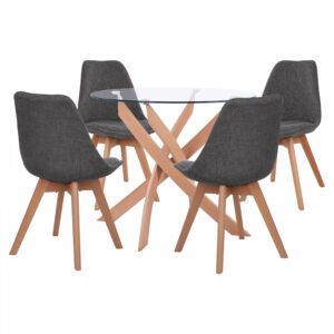 set-trapezarias-5tmch-trapezi-f90x74-4-k.jpg ΣΕΤ ΤΡΑΠΕΖΑΡΙΑΣ 5ΤΜΧ ΤΡΑΠΕΖΙ Φ90X74 & 4 ΚΑΡΕΚΛΕΣ VEGAS ΜΕ ΓΚΡΙ ΥΦΑΣΜΑ HM11693.50