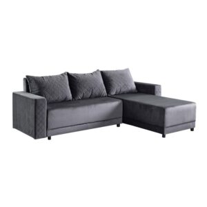 ΓΩΝΙΑΚΟΣ ΚΑΝΑΠΕΣ ΚΡΕΒΑΤΙ Lotos ΓΚΡΙ ΧΡΩΜΑ 237x168x80εκ