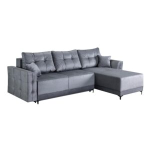 ΓΩΝΙΑΚΟΣ ΚΑΝΑΠΕΣ ΚΡΕΒΑΤΙ Smak ΓΚΡΙ ΧΡΩΜΑ 266x175x83εκ