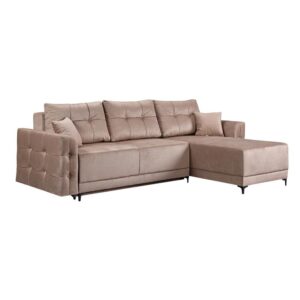 ΓΩΝΙΑΚΟΣ ΚΑΝΑΠΕΣ ΚΡΕΒΑΤΙ Smak ΚΑΦΕ ΧΡΩΜΑ 266x175x83εκ