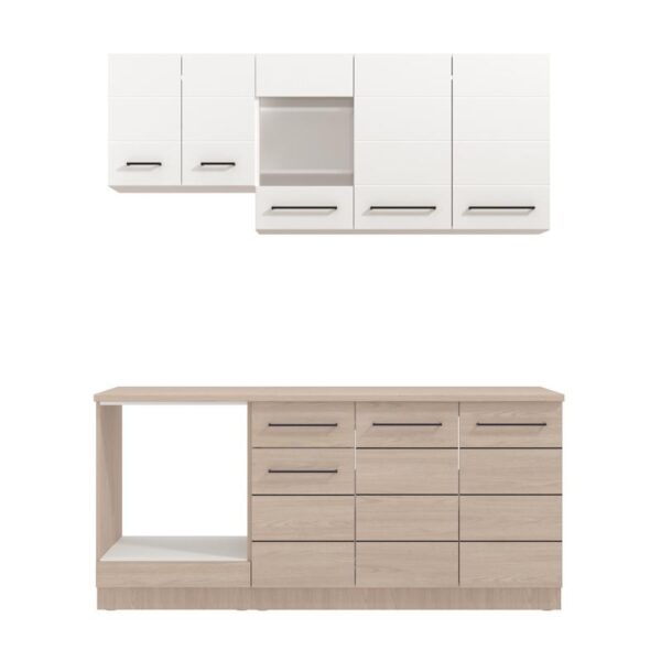 ΣΥΝΘΕΣΗ ΚΟΥΖΙΝΑΣ SAVONA 180 GREY OAK/ΛΕΥΚΟ 180x57x200εκ
