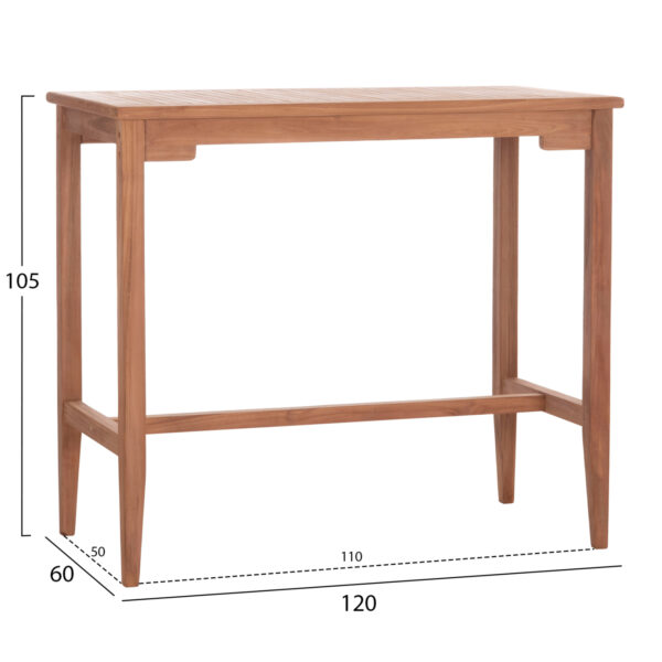 ΤΡΑΠΕΖΙ ΜΠΑΡ CRANSTON HM18111 ΞΥΛΟ ΤΕΑΚ--ΦΥΣΙΚΟ ΧΡΩΜΑ 120x60x105Υεκ.