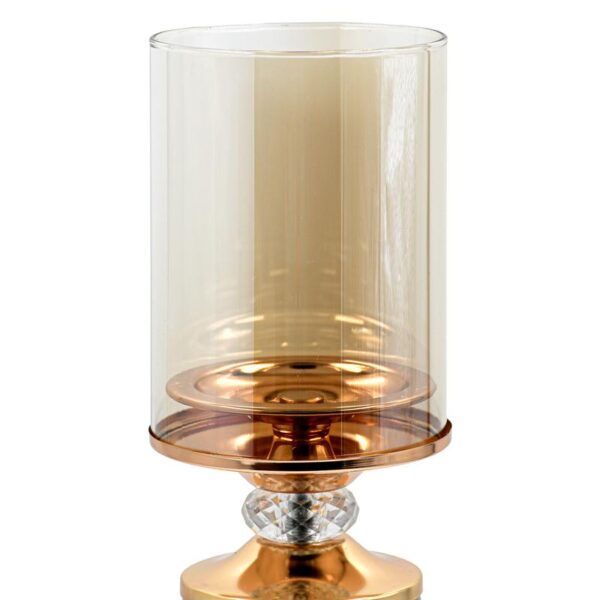 ΓΥΑΛΙΝΟ ΚΗΡΟΠΗΓΙΟ ΜΕ ΜΕΤΑΛΛΙΚΗ ΒΑΣΗ Fylliana FL3087 ΜΑΥΡΟ-ΧΡΥΣΟ ΧΡΩΜΑ 12x45εκ