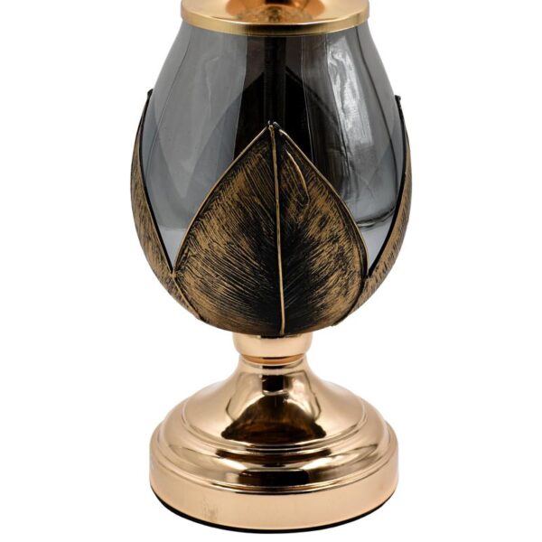 ΓΥΑΛΙΝΟ ΚΗΡΟΠΗΓΙΟ ΜΕ ΜΕΤΑΛΛΙΚΗ ΒΑΣΗ Fylliana FL3087 ΜΑΥΡΟ-ΧΡΥΣΟ ΧΡΩΜΑ 12x45εκ