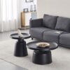 ΣΕΤ 2 ΤΡΑΠΕΖΑΚΙΑ ΣΑΛΟΝΙΟΥ Fylliana FL830 ΜΑΥΡΟ ΧΡΩΜΑ 50x47εκ & 70x39εκ