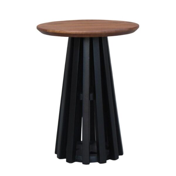 ΣΤΡΟΓΓΥΛΟ ΤΡΑΠΕΖΙ ΣΑΛΟΝΙΟΥ Fylliana "Mekong" ΚΑΦΕ-ΜΑΥΡΟ ΧΡΩΜΑ 38x50εκ