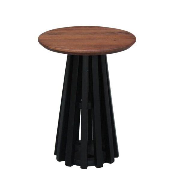 ΣΤΡΟΓΓΥΛΟ ΤΡΑΠΕΖΙ ΣΑΛΟΝΙΟΥ Fylliana "Mekong" ΚΑΦΕ-ΜΑΥΡΟ ΧΡΩΜΑ 38x50εκ