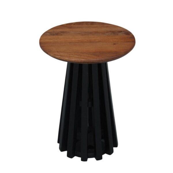 ΣΤΡΟΓΓΥΛΟ ΤΡΑΠΕΖΙ ΣΑΛΟΝΙΟΥ Fylliana "Mekong" ΚΑΦΕ-ΜΑΥΡΟ ΧΡΩΜΑ 38x50εκ