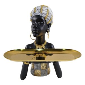 ΕΠΙΤΡΑΠΕΖΙΑ ΔΙΑΚΟΣΜΗΤΙΚΗ ΦΙΓΟΥΡΑ Fylliana African lady ΜΑΥΡΟ-ΧΡΥΣΟ ΧΡΩΜΑ 18x14x24εκ