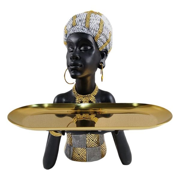 ΕΠΙΤΡΑΠΕΖΙΑ ΔΙΑΚΟΣΜΗΤΙΚΗ ΦΙΓΟΥΡΑ Fylliana African lady ΜΑΥΡΟ-ΧΡΥΣΟ ΧΡΩΜΑ 18x14x24εκ