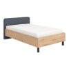 ΚΡΕΒΑΤΙ BARLETTA 120 ARTISAN OAK ΜΕ ΓΚΡΙ ΥΦΑΣΜΑ 131x213,5x85,5εκ (120x200)