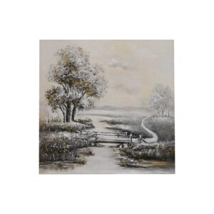 ΠΙΝΑΚΑΣ ΣΕ ΚΑΜΒΑ Fylliana ΛΕΥΚΟ-ΜΠΕΖ-ΚΑΦΕ 100x100xεκ