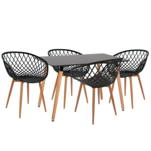 ΣΕΤ ΤΡΑΠΕΖΑΡΙΑΣ 5ΤΜΧ ARIADNE HM21174 MDF TOP & ΠΟΛΥΠΡΟΠΥΛΕΝΙΟ ΣΕ ΜΑΥΡΟ