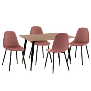 ΣΕΤ ΤΡΑΠΕΖΑΡΙΑΣ 5ΤΜΧ ALIZA HM21201 MDF TOP-ΒΕΛΟΥΔΟ ΣΑΠΙΟ ΜΗΛΟ & ΜΕΤΑΛΛΟ ΜΑΥΡΟ
