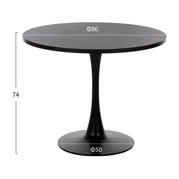 ΤΡΑΠΕΖΙ ΤΡΑΠΕΖΑΡΙΑΣ ROLLO HM9421.12 ΣΤΡΟΓΓΥΛΟ BLACK MARBLE Φ90x74Υεκ.