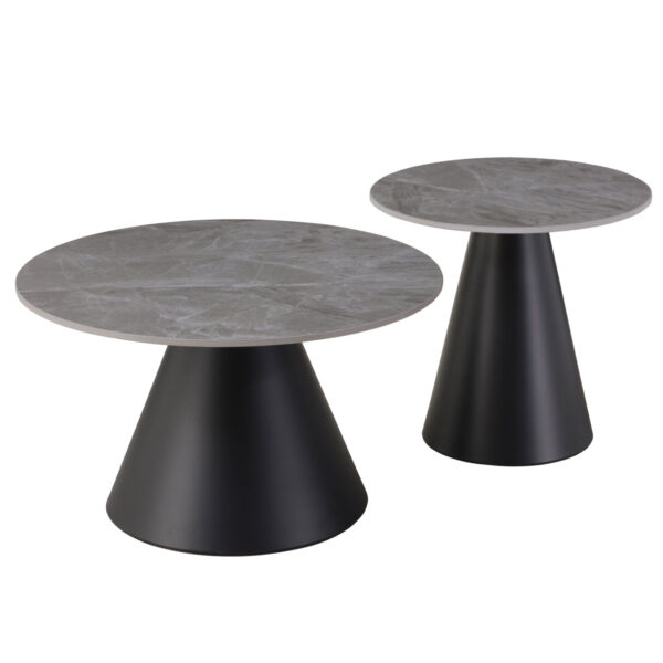 ΤΡΑΠΕΖΙΑ ΣΑΛΟΝΙΟΥ RIDGE HM18266.03 ΚΕΡΑΜΙΚΑ TOP ΜΕ ΟΨΗ ΓΚΡΙ ΜΑΡΜΑΡΟΥ Φ50εκ & Φ70εκ
