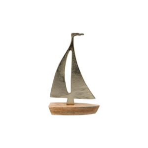 ΔΙΑΚΟΣΜΗΤΙΚΟ ΑΛΟΥΜΙΝΙΟΥ Fylliana Boat 1978 ΜΕ ΞΥΛΙΝΗ ΒΑΣH ΧΡΥΣΟ ΧΡΩΜΑ 13x5x20εκ