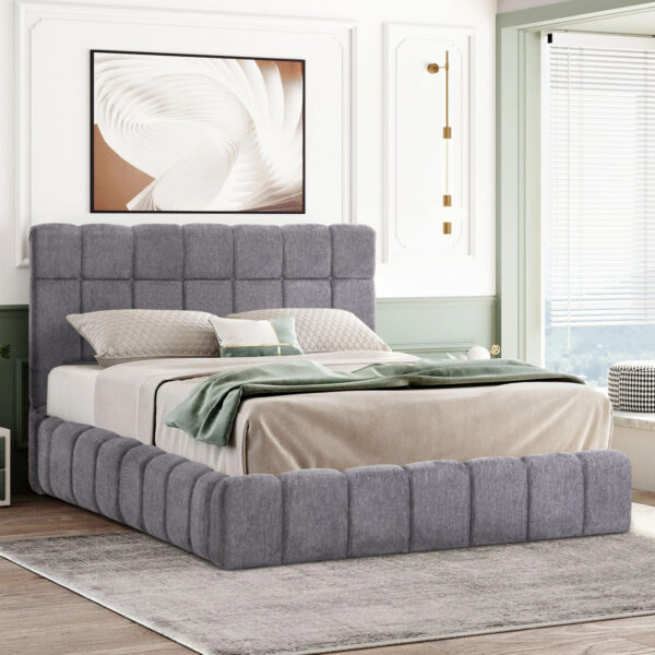 ΚΡΕΒΑΤΙ RAMON ΜΕ ΑΠΟΘ. ΧΩΡΟ HM720.22 ΥΦΑΣΜΑ TEDDY ΓΚΡΙ-ΓΙΑ ΣΤΡΩΜΑ 160x200εκ