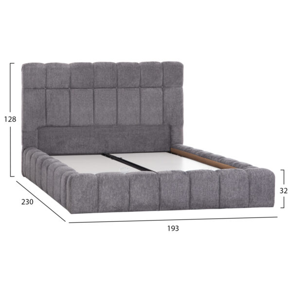 ΚΡΕΒΑΤΙ RAMON ΜΕ ΑΠΟΘ. ΧΩΡΟ HM720.22 ΥΦΑΣΜΑ TEDDY ΓΚΡΙ-ΓΙΑ ΣΤΡΩΜΑ 160x200εκ