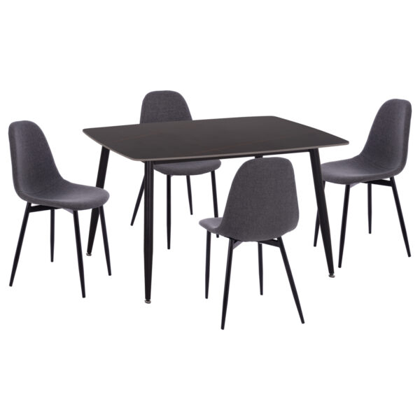 ΣΕΤ ΤΡΑΠΕΖΑΡΙΑΣ 5ΤΜΧ RAVEN HM21068.02 ΚΕΡΑΜΙΚΟ TOP ΜΑΥΡΟ ΜΑΡΜΑΡΟ--ΓΚΡΙ ΥΦΑΣΜΑ